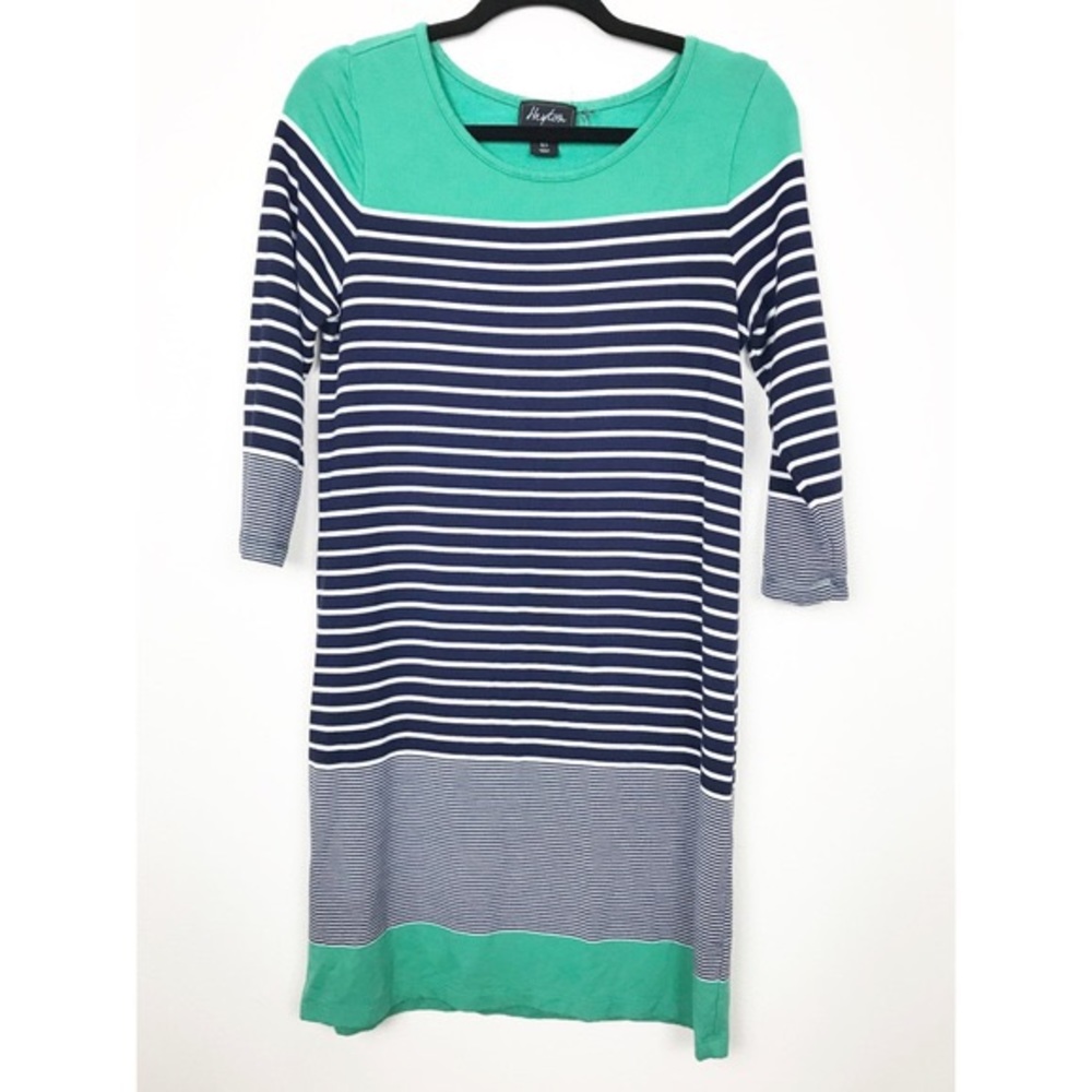 Turquoise and Navy Striped Dress